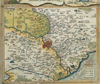 Carte de la région du Latium, du Theatrum Orbis Terrarum par Abraham Ortelius - Abraham Ortelius