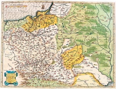 Poloniae finitimarumque locorum descriptio. Carte géographique de la Pologne de « Theatrum Orbis Terrarum » par Abraham Ortelius - Abraham Ortelius