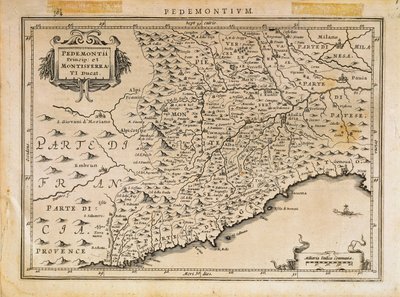 Principauté du Piémont, Duché de Montferrat, Ligurie occidentale et partie de la Ligurie orientale - Abraham Ortelius