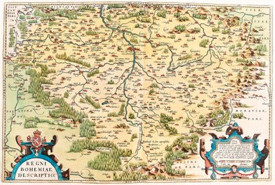 Regni Bohemiae Descriptio Carte géographique du territoire de Bohême de « Theatrum Orbis Terrarum » par Abraham Ortelius (Oertel, Ortell ou Ortel) - Abraham Ortelius