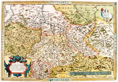 Saxoniae, Misniae, Thuringiae, Nova Accurssimaque Descriptio. Carte géographique du territoire de Saxe, Thuringe en Allemagne du "Theatrum Orbis Terrarum" par Abraham Ortelius (Oertel, Ortell ou Ortel) - Abraham Ortelius