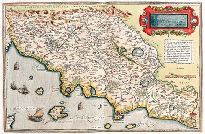 Thusciae. Descriptio auctore Hieronymo Bellamarto. Carte géographique du territoire de la Toscane en Italie du "Theatrum Orbis Terrarum" par Abraham Ortelius (Oertel, Ortell ou Ortel) - Abraham Ortelius