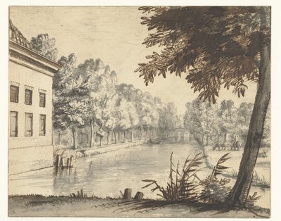 Vue sur un canal avec un domaine - Abraham Rutgers (attributed to)