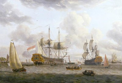 Scène de navigation hollandaise dans un large estuaire - Abraham Storck