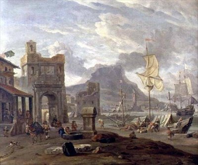 Port de mer avec grands et petits navires - Abraham Storck