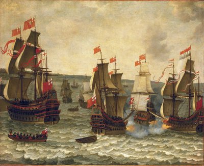 Bataille navale entre navires néerlandais et britanniques, épisode de la Première Guerre anglo-néerlandaise 1652-1654 - Abraham Willaerts