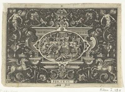 Cartouche : Phinée perturbe le mariage de Persée et Andromède - Abraham de Bruyn