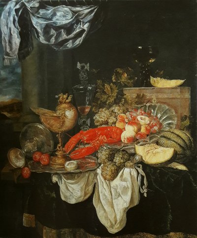 French : Grande nature morte au homard Large still life with lobster - Abraham van Beijeren