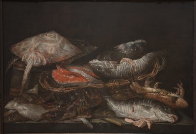 Nature morte avec poisson sur une table en pierre - Abraham van Beijeren