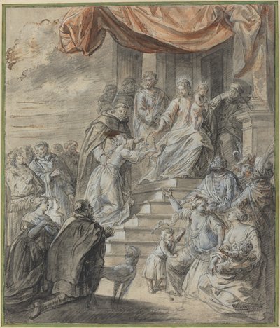 Madonna et enfant avec chapelet et saint - Abraham van Diepenbeeck