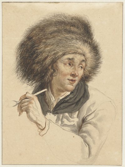 Homme avec chapeau de fourrure et pipe - Abraham van Strij (I)