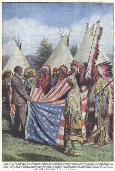 À toutes les tribus indiennes a été donnée la bannière des États-Unis - Achille Beltrame