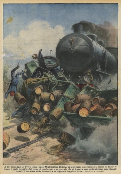 À un passage à niveau sur la ligne Montebelluna-Padoue, un camion avec remorque ? - Achille Beltrame