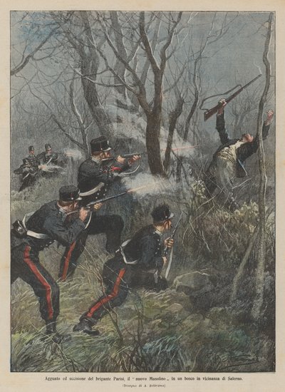 Guet-apens et assassinat du brigand Parisi, le nouveau Musolino dans une forêt près de Salerne - Achille Beltrame