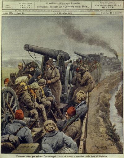 Guerres balkaniques (1912-1913), Dernier effort pour sauver Constantinople en envoyant des troupes et des biens à la ligne de Ciafalda, 1er décembre - Achille Beltrame