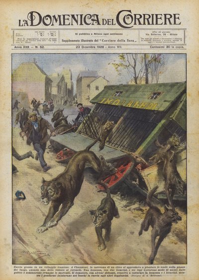 Grande chasse dans un village français - Achille Beltrame