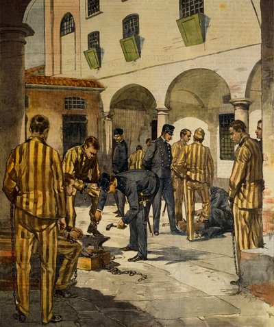 Réformes civiles : abolition des chaînes dans les prisons italiennes, par Achille Beltrame, de La Domenica del Corriere, 3 octobre 1902 - Achille Beltrame