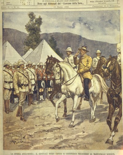 Illustration de couverture de la reddition du général Cronje au maréchal Roberts pendant les guerres anglo-zouloue et anglo-boer de 1850-1902 - Achille Beltrame