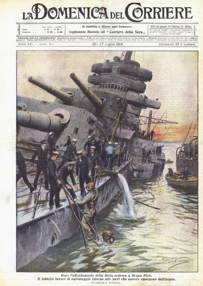 Après le naufrage de la flotte allemande à Scapa Flow - Achille Beltrame