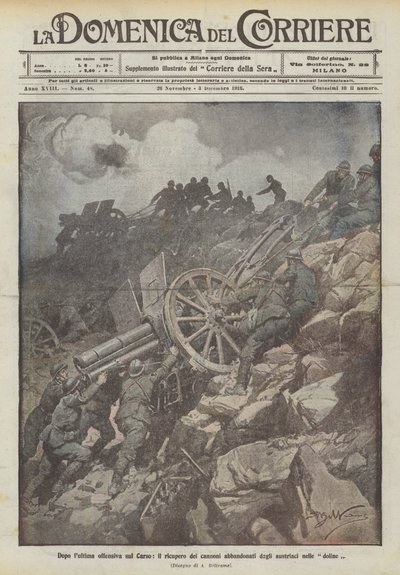 Après la dernière offensive sur le Carso, la récupération des canons abandonnés par les Autrichiens dans les dolines - Achille Beltrame