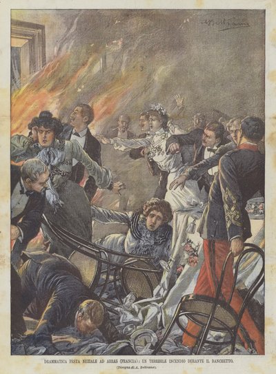 Fête nuptiale dramatique à Arras (France), un terrible incendie pendant le banquet - Achille Beltrame