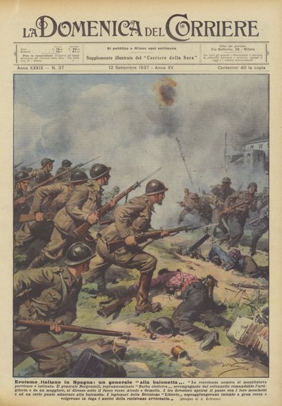 Héroïsme italien en Espagne, un général à la baïonnette - Achille Beltrame