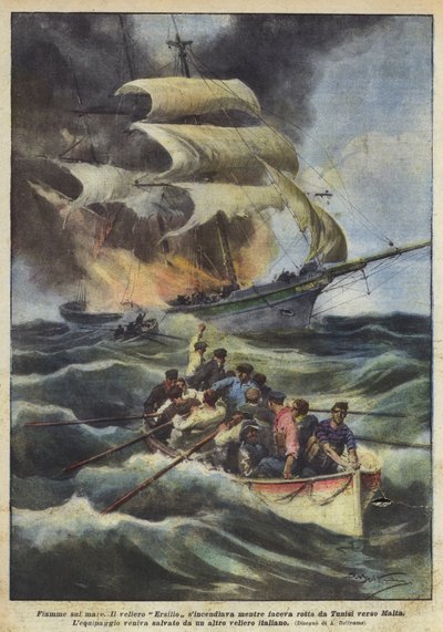 Flammes sur la mer - Achille Beltrame