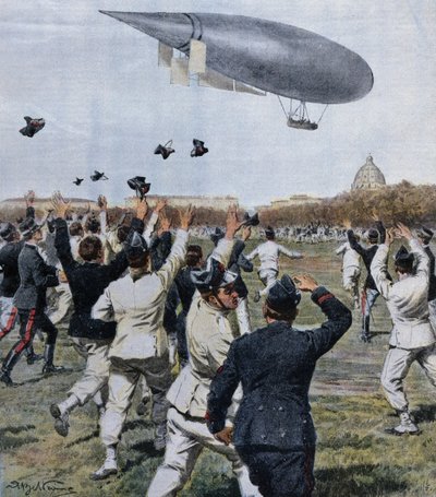 Vol du dirigeable piloté par Crocco et Ricaldoni à Rome, 31 octobre - Achille Beltrame