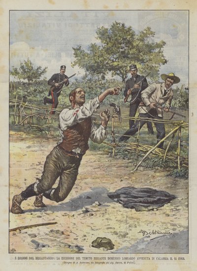 Les drames du brigandage, la mort du redouté brigand Domenico Lombardo en Calabre le 14 courant - Achille Beltrame