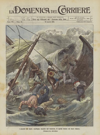 Les drames de la mer, naufrage causé par la mousson, d