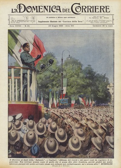 Le discours aux fantassins de la Sabauda, à Cagliari - Achille Beltrame