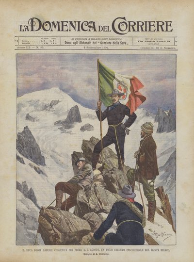 Le duc des Abruzzes conquiert pour la première fois, le 5 août, un pic réputé inaccessible du Mont Blanc - Achille Beltrame