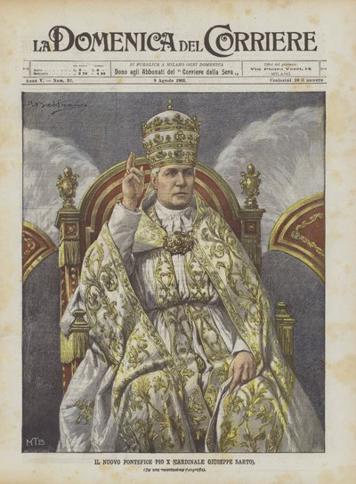 Le nouveau pontife Pie X (cardinal Giuseppe Sarto) - Achille Beltrame