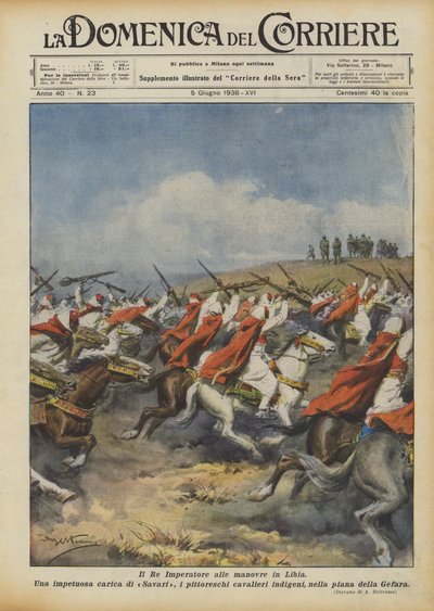 Le Roi Empereur aux manœuvres en Libye - Achille Beltrame