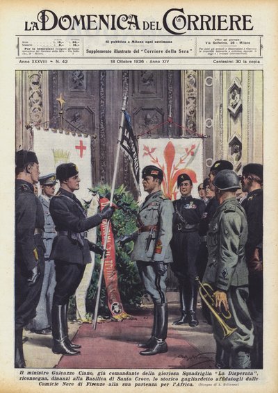 Le ministre Galeazzo Ciano, ancien commandant de la glorieuse Escadrille La Disperata, remet ? - Achille Beltrame