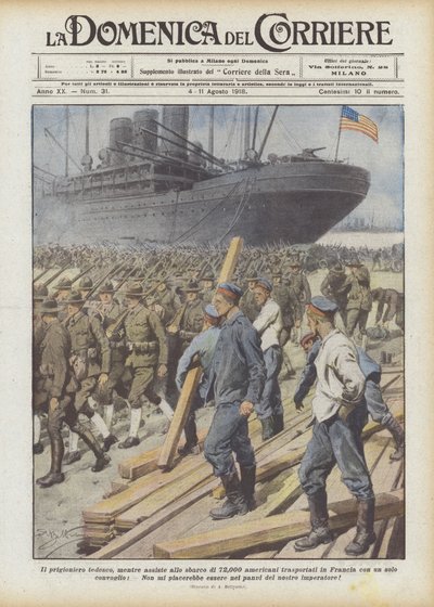 Le prisonnier allemand, assistant au débarquement de 72 000 Américains transportés en France - Achille Beltrame