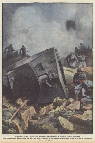 Le premier tank des Huns capturé par les Français - Achille Beltrame