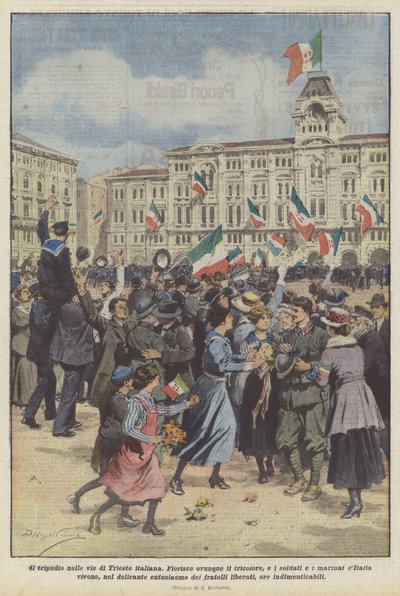 La liesse dans les rues de Trieste italienne - Achille Beltrame