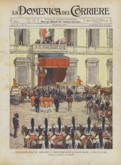 Inauguration de la XXIe législature, le cortège royal arrive au palais Madama, à Rome, le 16 courant - Achille Beltrame
