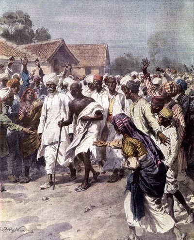 Le leader politique et guide spirituel indien Mohandas Karamchand Gandhi (1869-1948) (Mahatma) a commencé le 12/03/1930 une marche du sel pour obtenir l