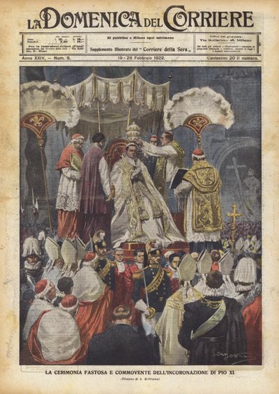 La cérémonie fastueuse et émouvante du couronnement de Pie XI - Achille Beltrame