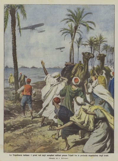 La Tripolitaine italienne, les premiers vols des avions militaires près de Tripoli - Achille Beltrame