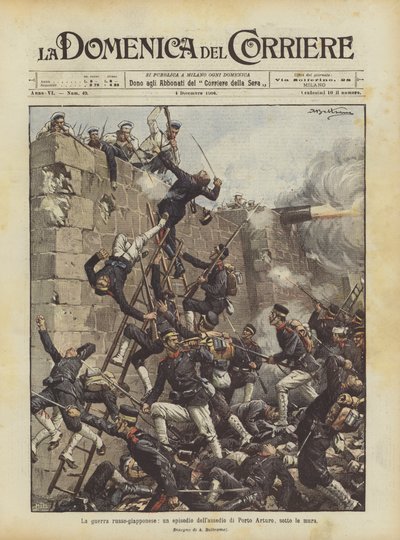 La guerre russo-japonaise, un épisode du siège de Port-Arthur, sous les murs - Achille Beltrame