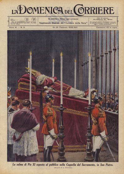 La dépouille de Pie XI exposée au public dans la Chapelle du Saint-Sacrement, à Saint-Pierre - Achille Beltrame