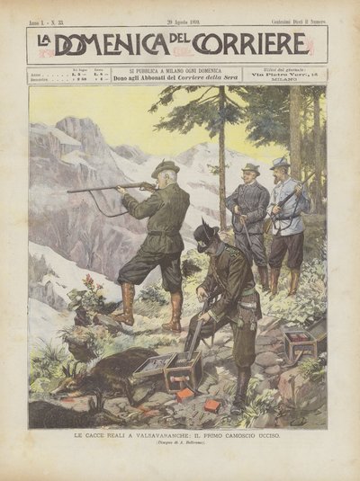 Les chasses royales à Valsavarenche, le premier chamois tué - Achille Beltrame