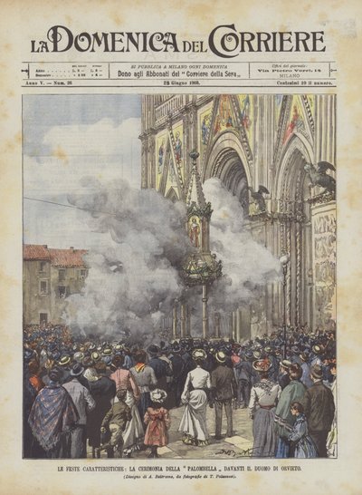 Les fêtes caractéristiques, la cérémonie de la Palombella devant la cathédrale d