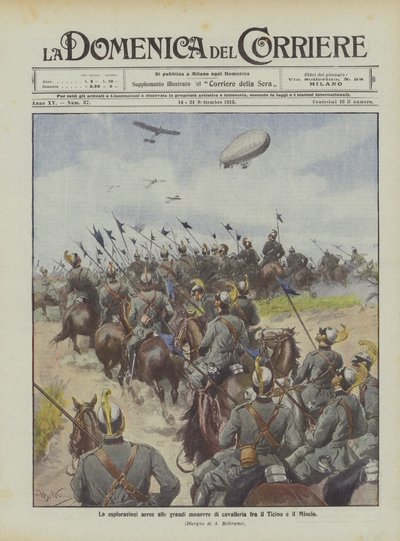 Les explorations aériennes lors des grandes manœuvres de cavalerie entre le Tessin et le Mincio - Achille Beltrame
