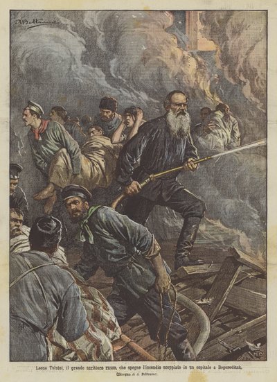 Léon Tolstoï, le grand écrivain russe, éteignant l