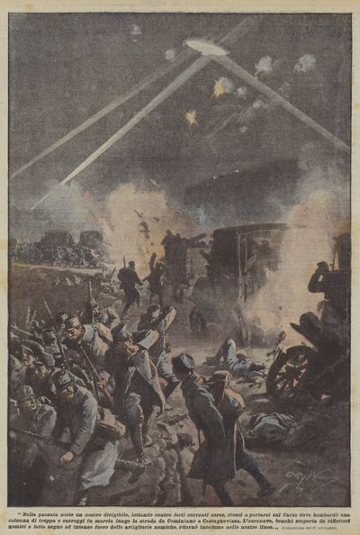 La nuit dernière, notre dirigeable, luttant contre de fortes courants aériens, a réussi à se déplacer - Achille Beltrame