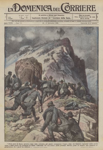 Dans la zone de Fassa (Avisio), après une lutte acharnée, les alpins ont occupé le sommet escarpé du Cauriol - Achille Beltrame